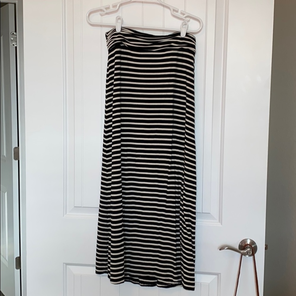 j. Crew black and white stripe maxi skirt